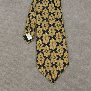 Evan-Picone Men's Tie Blue Gold Abstract 100% Silk Made in USA Vintage